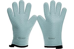 KITCHEN PERFECTION Silicone Smoker Oven Gloves For Women -Extreme Heat Resistant BBQ Gloves -Handle Hot Food Right on Your Smoker Grill Fryer|Waterproof Oven Mitts Grill Gloves |Superior Set+3 Bonuses