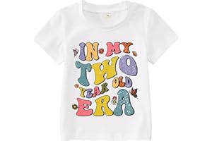 BOUTIKOME in My One-Seven Years Old Era Birthday Shirts Toddler Baby Girls T-Shirt Tees Party Outfits Short Sleeve Tops