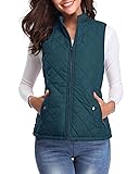Fuinloth Women's Quilted Vest, Stand Collar
