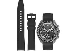 Niziruoup Bands for MoonSwatch Watch Curved end No Gap,Premium Silicone Rubber Watch Strap 20mm Compatible with Omega X Swatch Moonswatch,Universal Curved End 20mm 22mm Replacement Band for Men Women