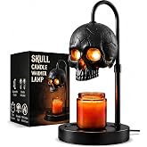 Skull Candle Warmer Lamp with Timer & Dimmer, Black Gothic Candle Warmer | with Timer & Dimmer, Adjustable Height, No Flame Safe Scent Diffuser, Halloween Goth Home Decor