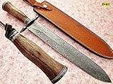 RAM-D-97, Handmade Damascus Steel 18 Inches Dagger/Hunting Knife - Solid Marindi Wood Handle With Demascus Steel Guard / pommel