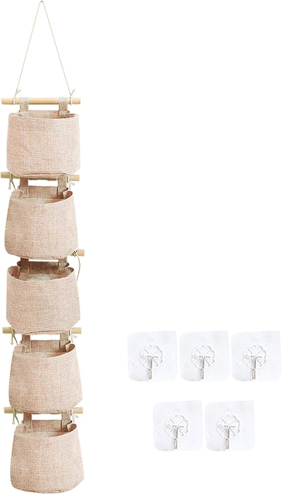 3/5 Taschen Schlafzimmer Wand hängen Aufbewahrungstasche Leinen Stoff