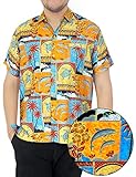 La Leela Hawaiian Shirt For Men Short Sleeve Front-Pocket Regular Fit Orange
