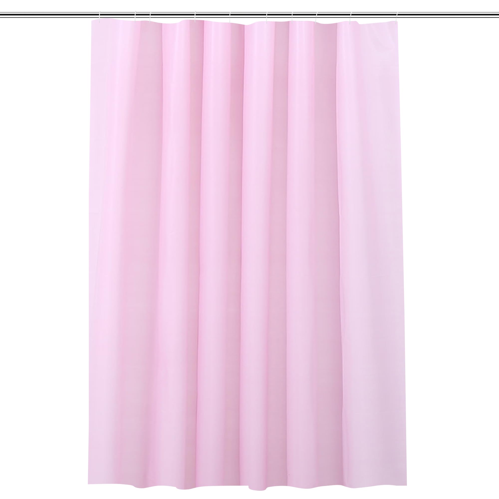 WedDecor Shower Curtains Mould Proof Resistant, Waterproof PEVA Shower Curtain Heavy Duty Bathroom Curtains, With 12 White Plastic Hooks, 180cm x 180cm, Pink