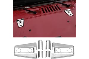 CheroCar for JK Hood Hinge Cover Exterior Decoration Kits Accessories for Jeep Wrangler JK 2007-2017,Chrome