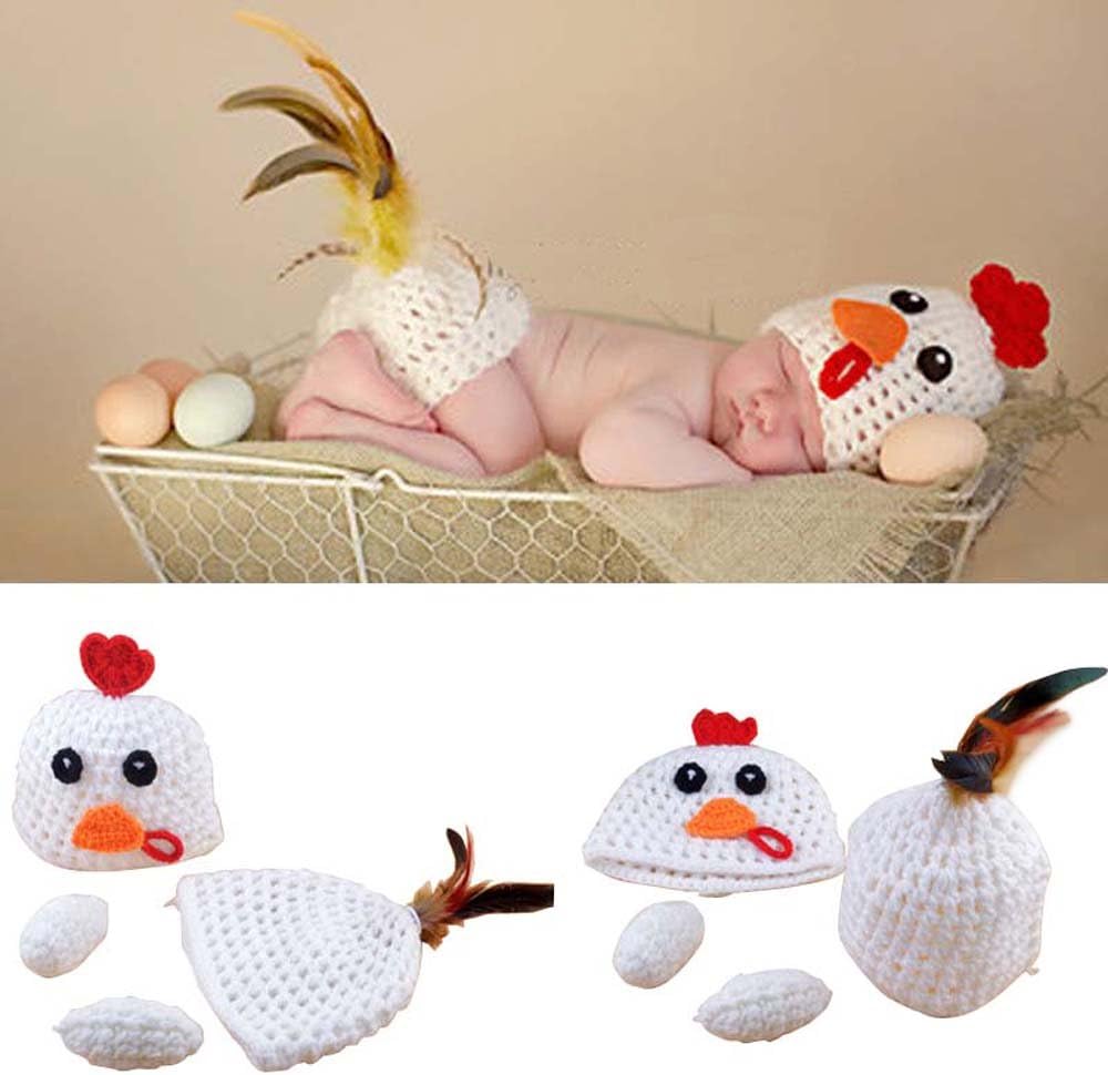 Osye Baby Crochet Knitted Outfit Chicken Hat Costume Set Photography Photo Props