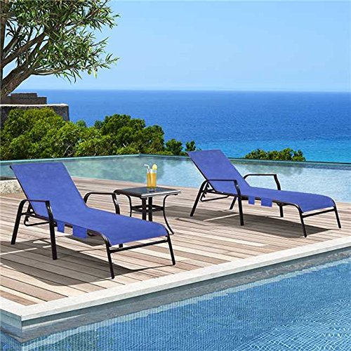 king do way Lounge Chair Beach Towel Cover Microfiber Pool Lounge Chair Cover with Pockets Holidays Sunbathing Quick Drying Terry Towels Blue 82.5''x27.5''