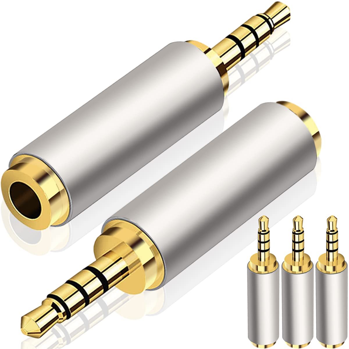 Xiatiaosann 3.5mm Female to 2.5mm Male Adapter Headphone Converter Stereo Jack for Smartphones, Mic,Tablets, CD Player, MP3-Stereo or Mono, 5 PCS 3 Ring 2.5 mm Plug to 3.5 mm Jack