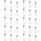 D.Bella Plastic Earrings - Clear Cartilage Studs & Helix Tragus Earrings - 6mm, 8mm, 10mm