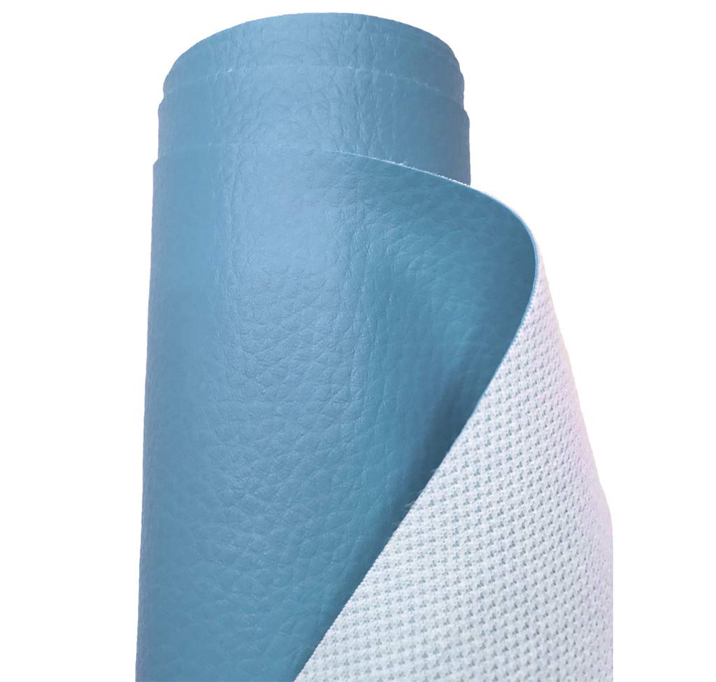 A-Express Grained Faux Leather Fabric Waterproof Heavy Duty Leatherette Vinyl Leathercloth Upholstery Textured Material - Sky Blue Half Metre 50cm x 140cm — image 1