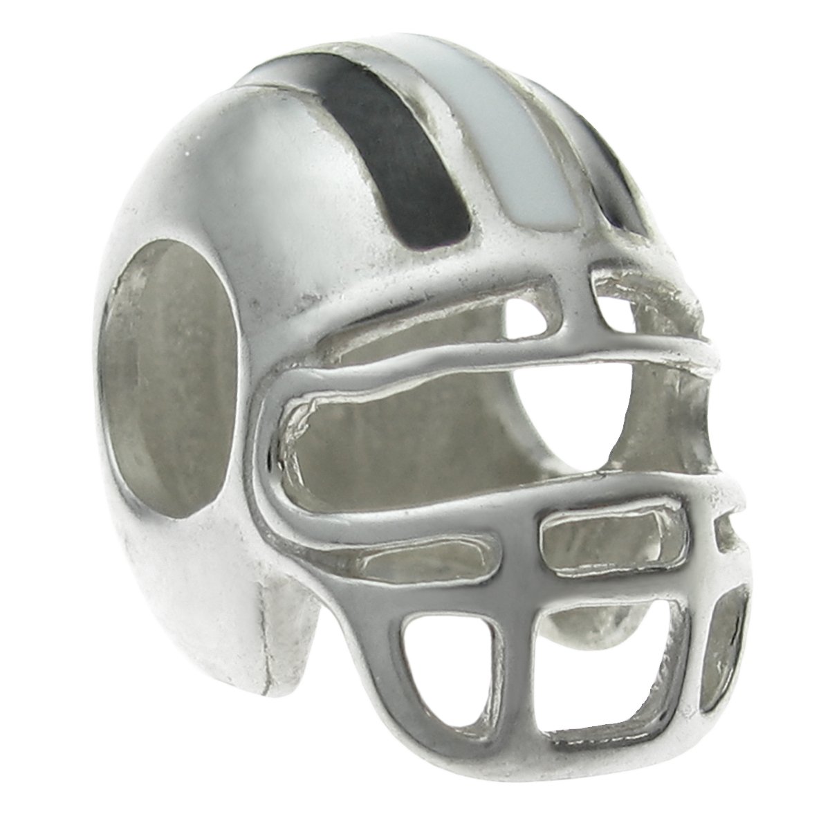 Queenberry Sterling Silver Football Helmet Enamel European Style Bead Charm