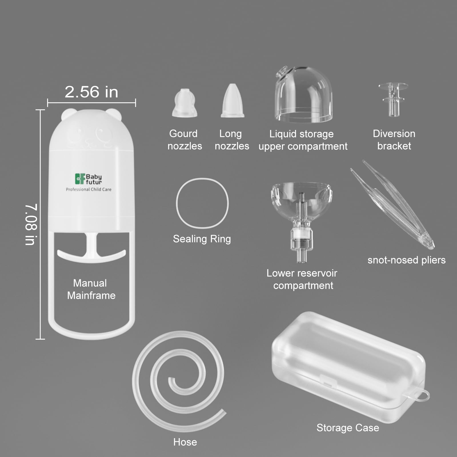 Baby Futur Nasal Aspirator for Baby (White Panda) – Push-Pull Control,Simple to Use Baby Nose Sucker – Gentle Handling of Nasal Mucus– Lcludes Storage Box & Booger Clip