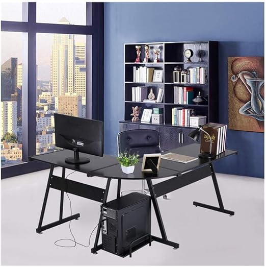 Amazon Com Fast Delivery Blueshore Computer Desk L Shaped Corner Computer Office Table Pc Laptop Workstation Home Table Black Home Gaming Desk Study Writing Table For Student Kitchen Dining