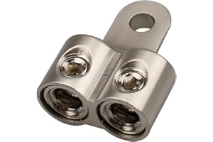 ZOOKOTO Classic Dual 2/0 Gauge Inputs to 5/16-Inch Ring Terminal Reducer Silver
