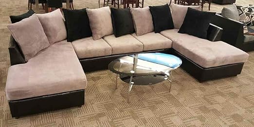 Amazon Com 3pc Double Chaise Sectional In Black And Grey Plush