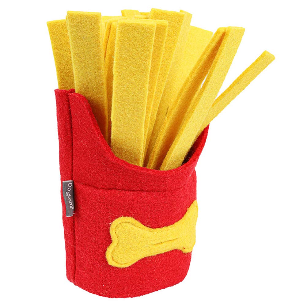 VILLCASE Dog Snuffle Toy Pet Slow Feeder French Fries Shaped Training Squeaky Toy- Dog Puppy Interactive Training