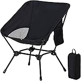 TlaroRiz Camping Chair Portable Lightweight Camping Chairs for Adults Foldable 600D Oxford Ultralight Backpacking Chair with Breathable Mesh and Pocket for Outdoor Travel Hiking, Black