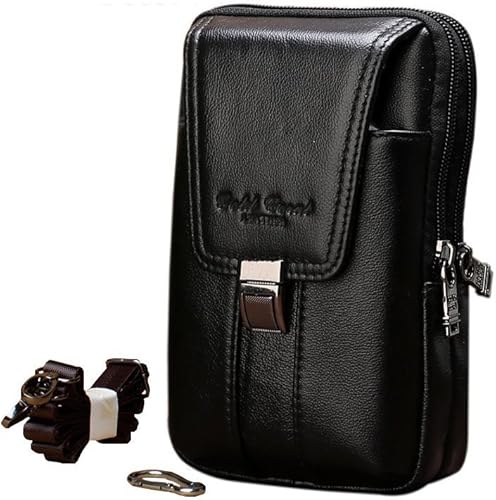 Amazon Meigardass スマホポーチ メンズ 腰ベルト 本革 カラビナ ショルダー 3way ポーチ ショルダーバッグ ウエストバッグ 携帯 鍵など収納 黒 ポーチ