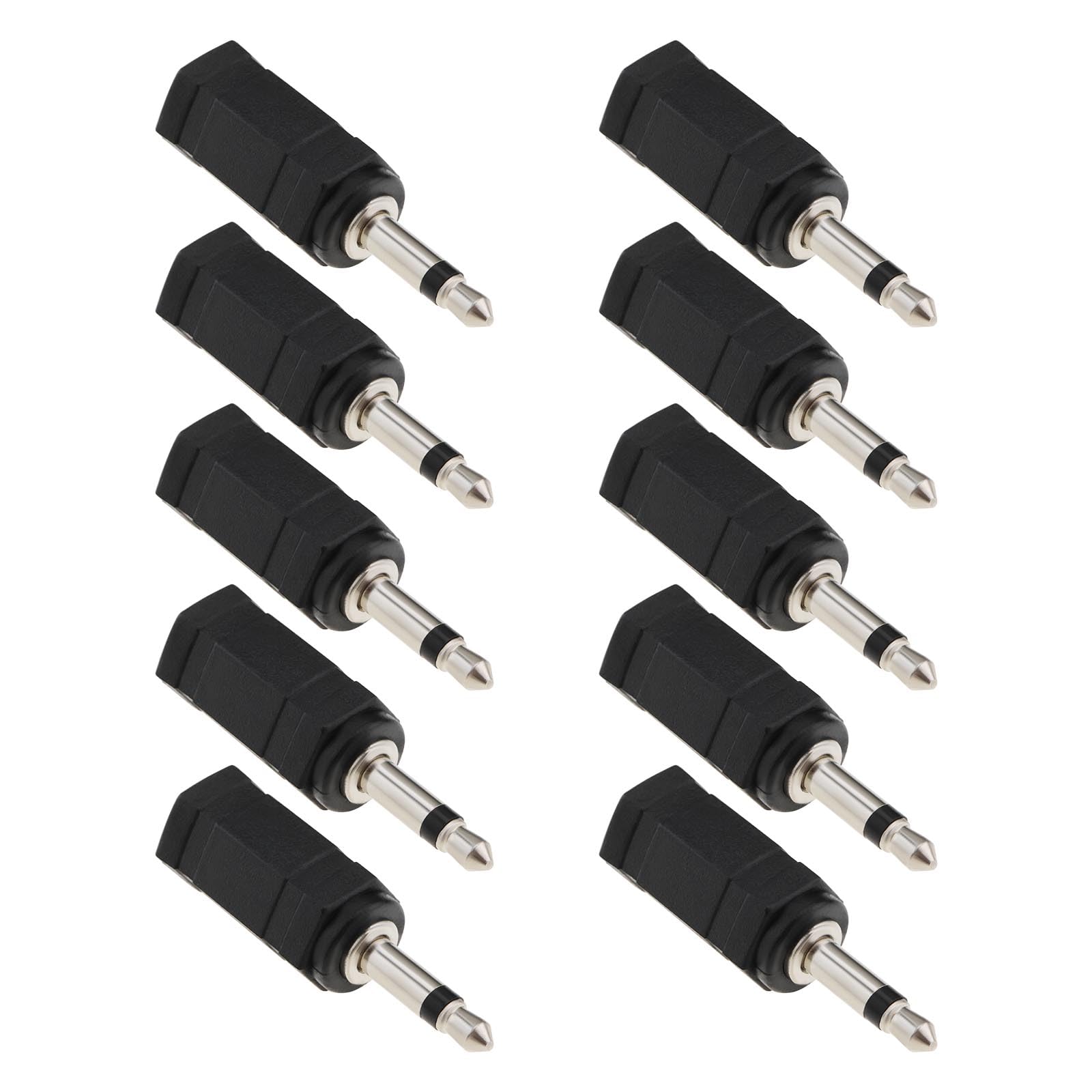 ECSiNG 10Pcs 3.5mm Mono to Stereo Adapter Female to Male Headphone Plug 2in1 for Mobile Phone Headsets Computer Headsets(Black)
