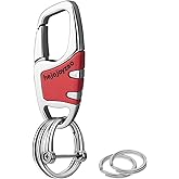 hejojoyzao Keychain with Carabiner Clip, 4 Heavy Duty Key Rings and D Ring for Men's Car Key Fob Holder Fits Belt Loops