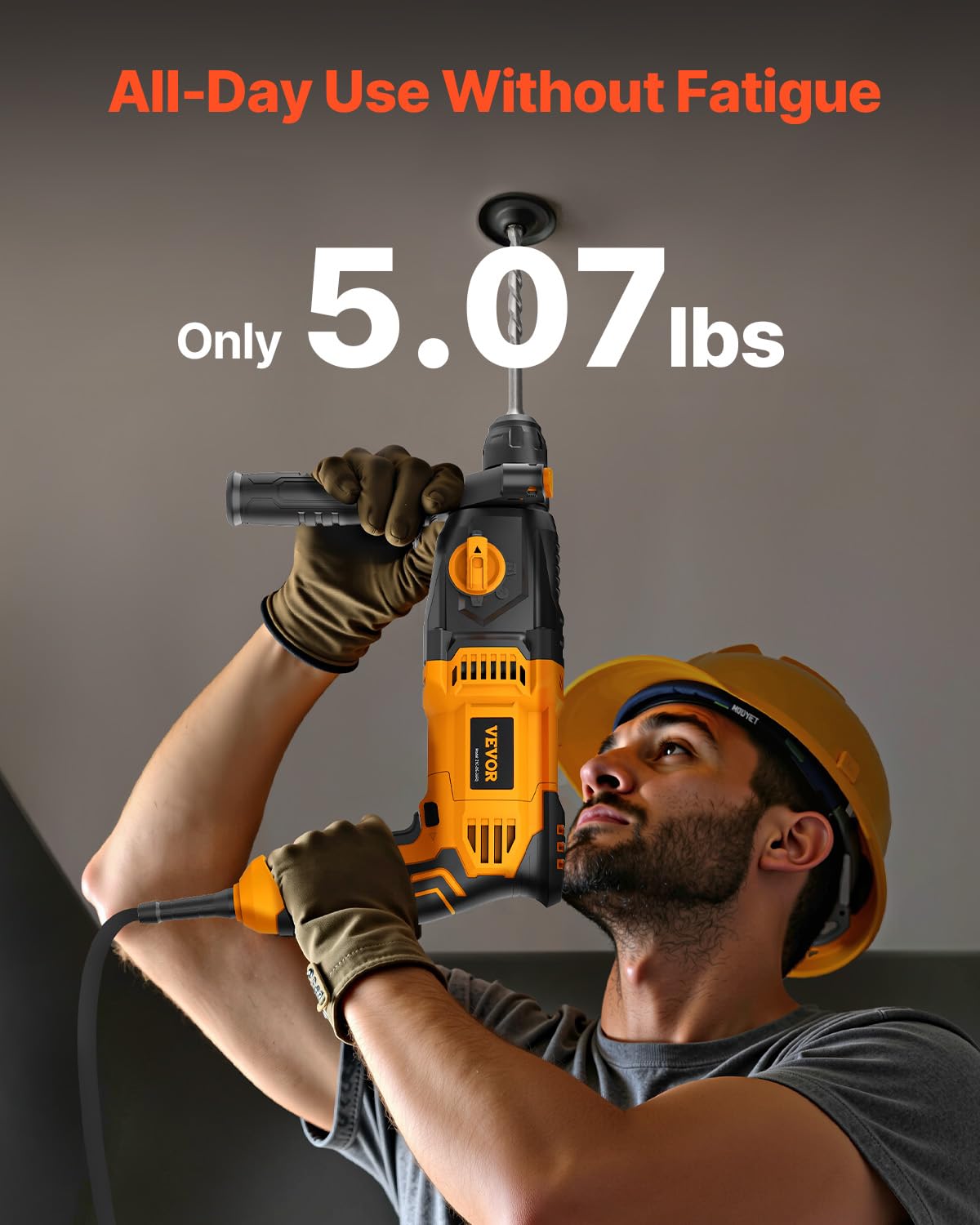 VEVOR 1 Inch SDS-Plus Rotary Hammer Drill, 8 Amp Corded Drills, Heavy Duty Chipping Hammers w/Safety Clutch, Electric Demolition Hammers, Taladro Rotomartillo, Power Tool For Concrete