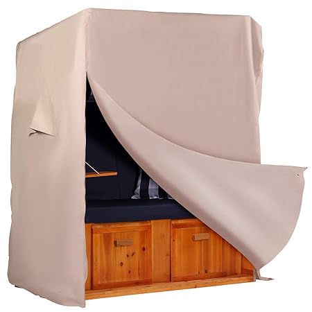 Strandkorb Hanse Schutzhülle aus 600 D Oxford Gewebe, Premium Strandkorbhülle in beige, Winterfest