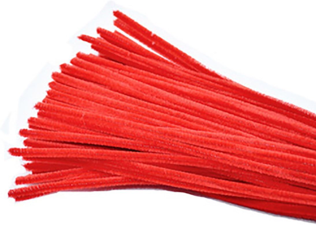 Hydaa Chenille Pipe Cleaners Stems Craft for Crafting Pack of 95 (Red)