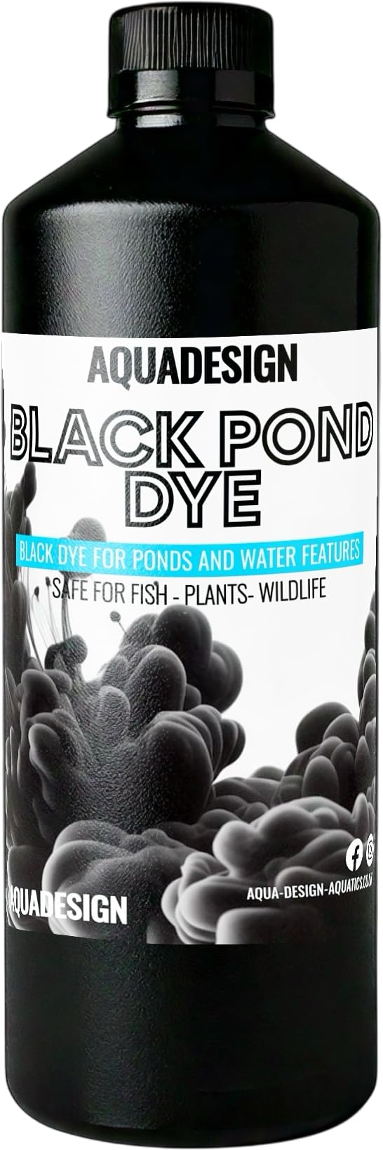 AquaDesign BLACK Liquid Pond Dye 500ML For Ponds And Water Features TREATS 2,500L