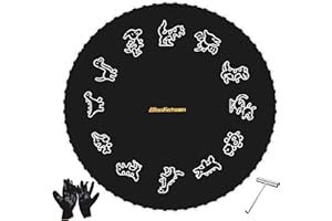 Blanketown 14FT Trampoline Replacement Mat (Mat Dia:151in) with 72 V-Rings Fits 5.5 Inch Springs with Springs Hook and Gloves