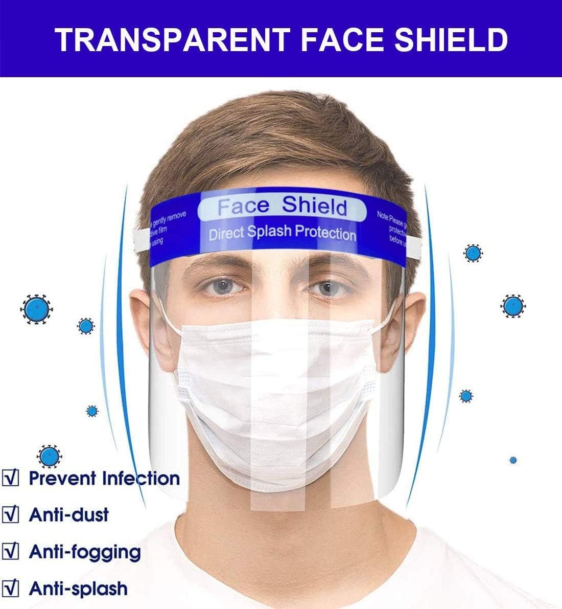 KKPOT Face Cover 2 Pack, Anti Splash and Saliva Spread Safety Cover - - 