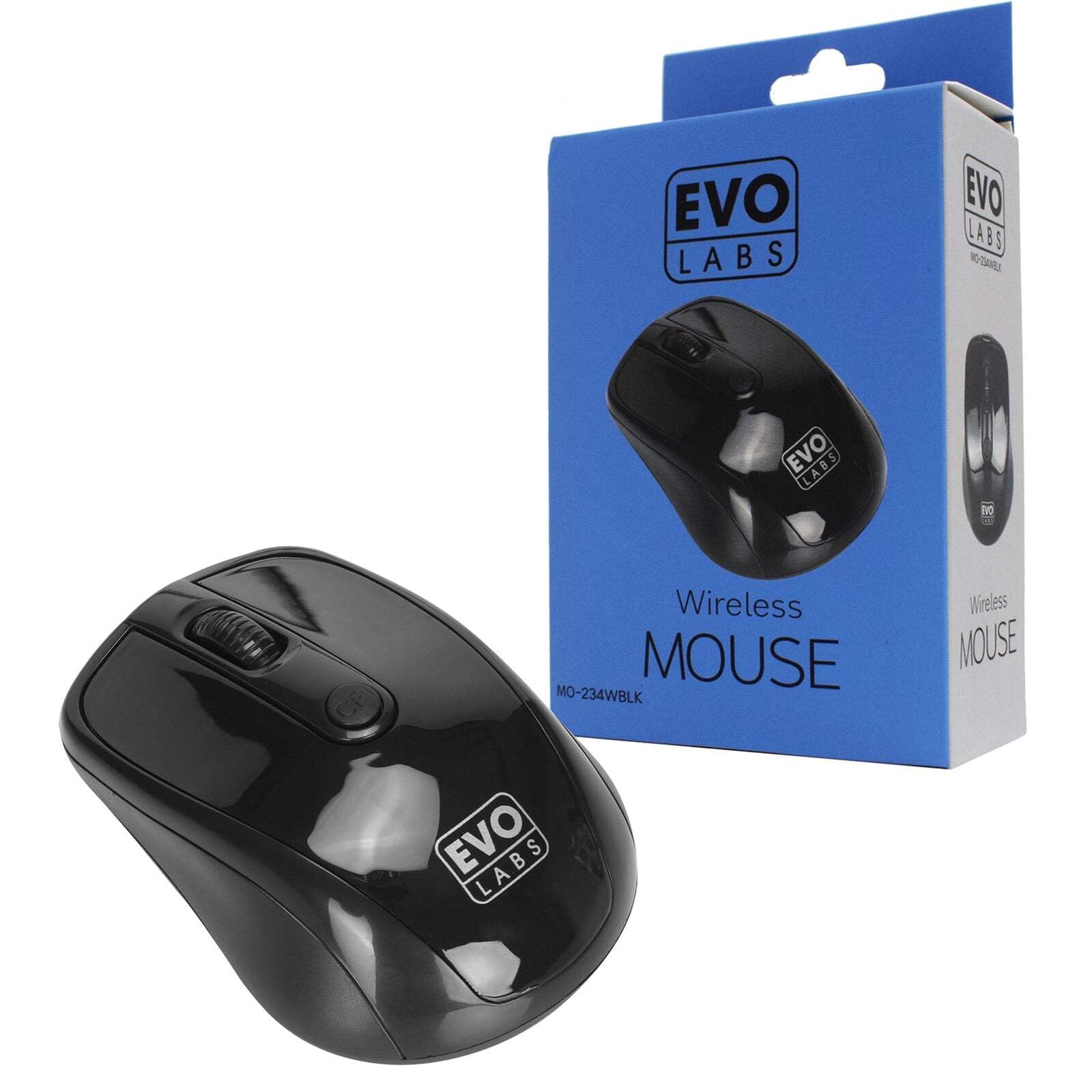 Evo Labs MO-234WBLK Wireless Optical Mouse – Gloss Black
