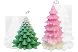 ZAKVOOR 2 Pcs 3D Christmas Tree Shape Resin Casting Silicone Mold for DIY Xmas Decoration Aromatherapy Candles Wax Plaster Polymer Clay