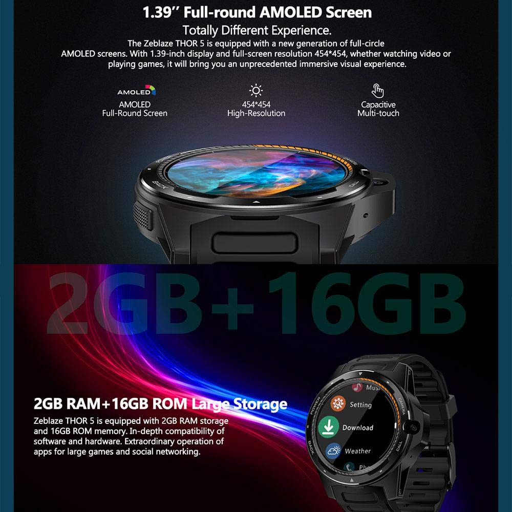 DokFin Thor 5 Dual Fitness Smartwatch, Zeblaze Thor Dual ...