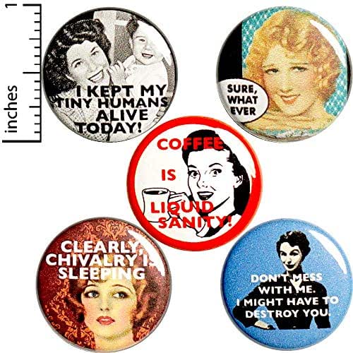 Sarcastic Funny Vintage Women Buttons Funny Pins for
