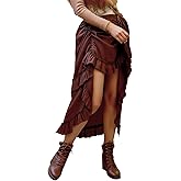 Simlakey Steampunk Victorian Cosplay Costume Womens Medieval Renaissance Gothic Skirt High Low Show Ruffled Skirt
