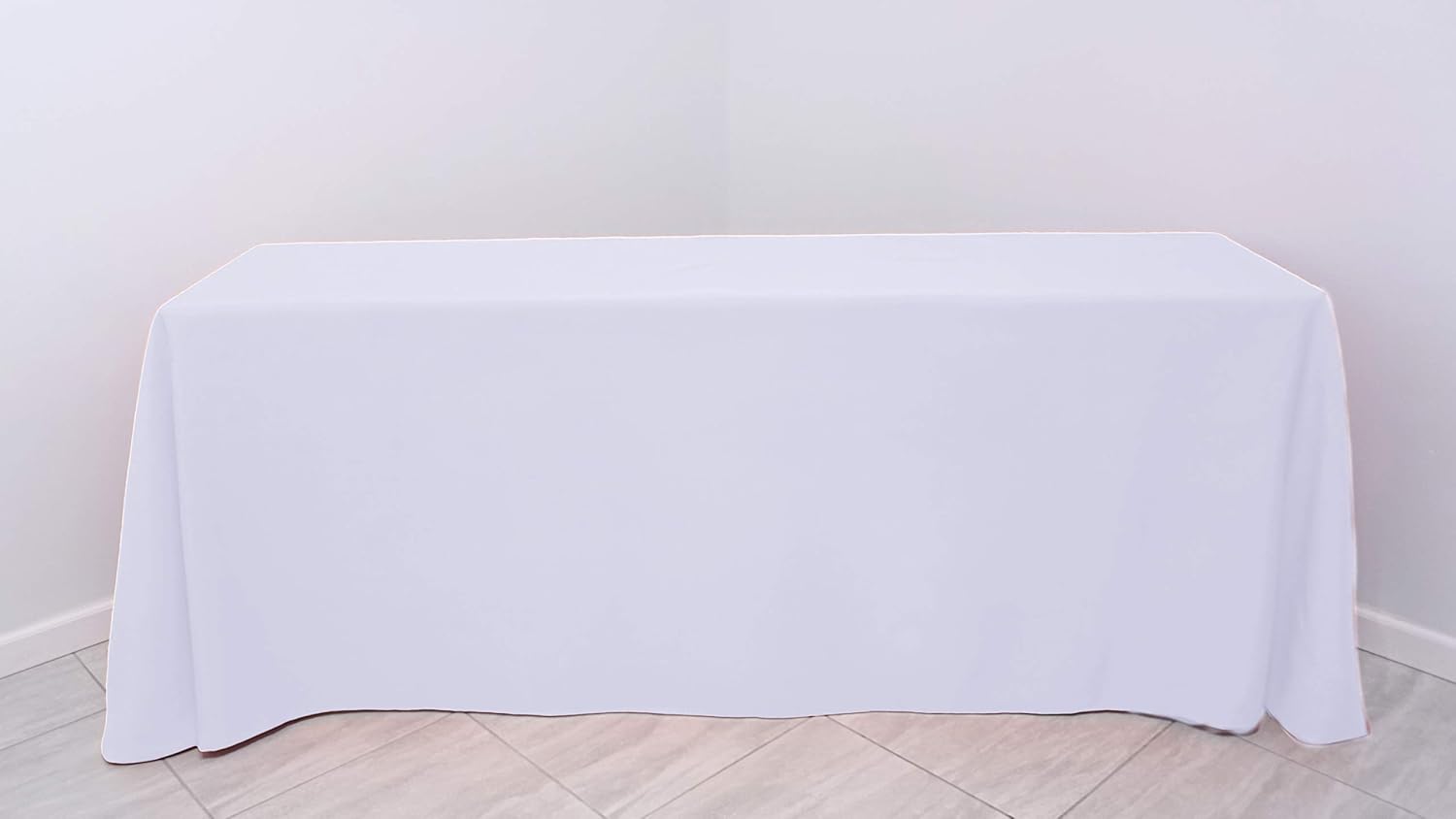 Kadut Rectangle Tablecloth 90 x 132 Inch White Rectangular Table Cloth for 6