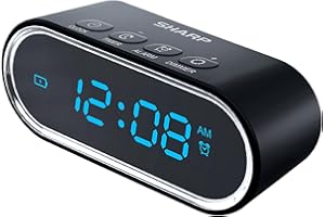 Sharp Travel Alarm Clock with Rechargeable Mini Power Bank – Portable Digital Alarm Clock with Countdown Timer, Adjustable Br