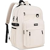 WINDARS School Backpack for Girls Boys, Cute Aesthetic College Bookbag 15.6 Inch Laptop Women Backpacks Large Casual Daypack for Elementary to High School Students (White)