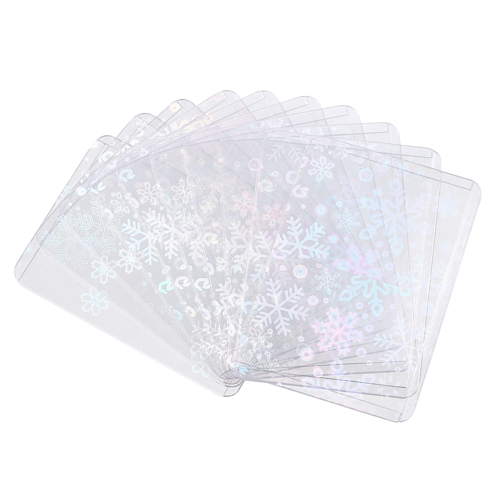 sourcing map 10Pcs Photocard Holder, Holographic Clear Card Sleeves, Photo Protector Shield Cover for Trading Cards Decoration, Side Opening Snowflake
