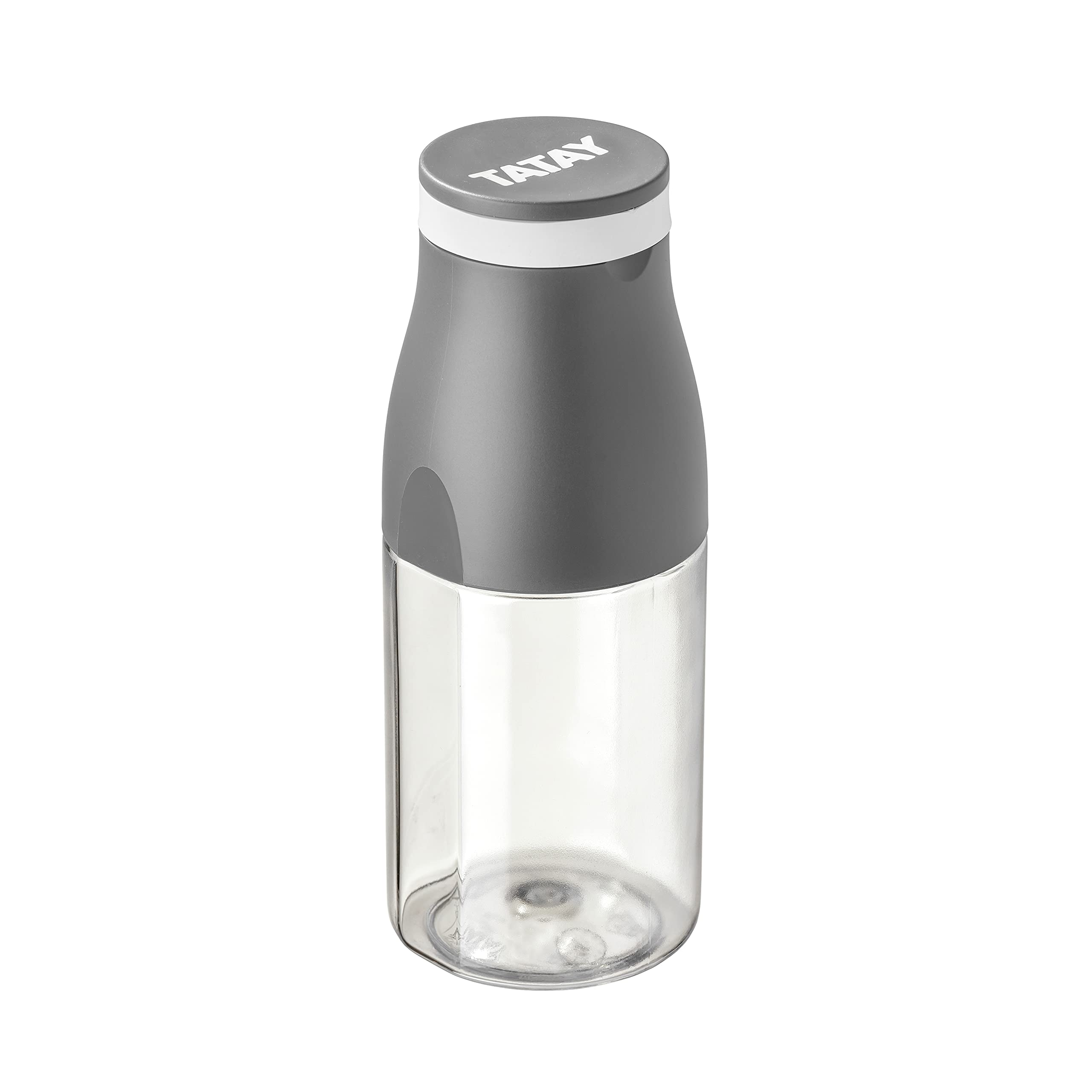 TATAY Drinks Bottle 400 ml Urban Drink | Cup Lid with Elastic Band | Leakproof and Durable | BPA-Free Tritan | Dishwasher, Microwave, Fridge and Freezer Safe | 6.7x6.7x17.3 cm, Grey