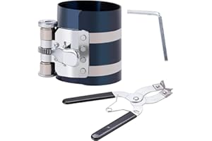 MWMNUN Piston Ring Compressor Tool Car Engine Piston Ring Installer Removal Kit Adjustable Sizes From 2-1/8 Inches To 7 Inches，with Piston Installer Plier
