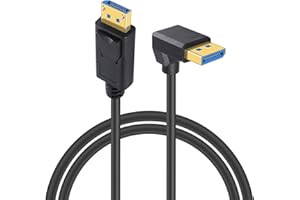 Duttek 90 Degree Displayport Cable 1.4 3FT/1M, 8K Displayport 1.4 Cable, Down Angle DP Male to Male L-Shaped Cord 8K/60Hz, 4K/240Hz Compatible for Computers, DVD, Gaming Equipment, TVs
