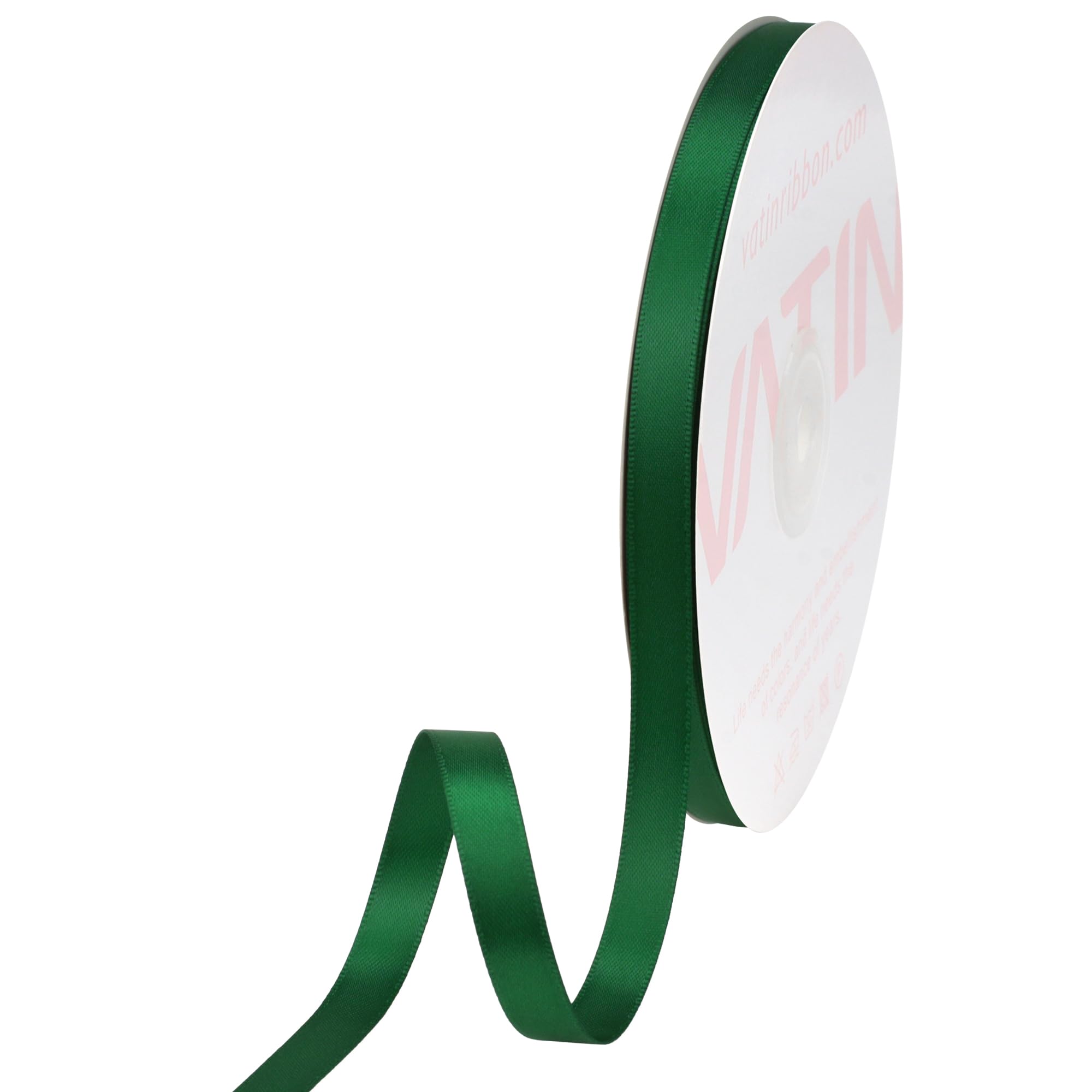 VATIN 10mm Double Faced Forest Green Polyester Satin Ribbon - 45 Metre for Gift Wrapping Ornaments Party Favor Braids Baby Shower Decoration Floral Arrangement Craft Supplies