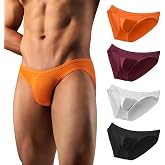 Hgn Men's Lightweight Sexy Bikini Briefs，Soft and Free Fit | Viscose Fabric,Breathable and Comfort,Sexy Low Rise Cut,4 Pack