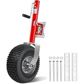 Beach Boat Trailer Jack, 13.3" Wheel, 2500lbs Capacity, 10.2" Lift | Heavy-duty Steel with Red Powder-coated, Pneumatic Tires, Bolt-on swivel jack for boat &amp; utility trailers Tongue Jack