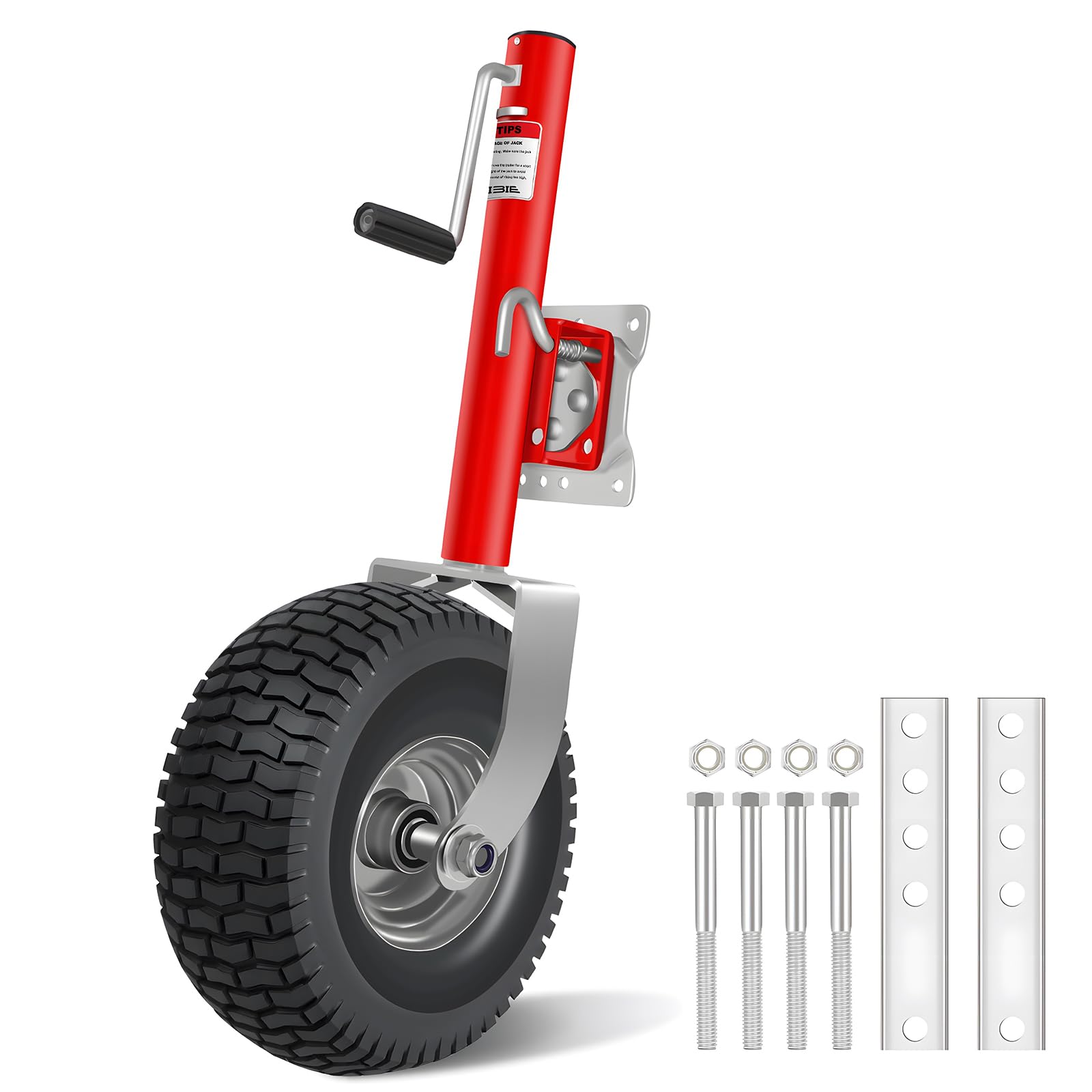 Photo 1 of Beach Boat Trailer Jack 2500 lbs Capacity with 13.3" Wheels-Heavy Duty for 10.2" Lift-RV Boat Trailer Bolt-On Swivel Tongue Jack?Red?