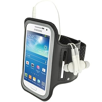 igadgitz Reflektierenden Anti-Rutsch Schwarz Sports Jogging Armband Laufen Fitness Oberarmtasche für Samsung Galaxy S4 SIV MI
