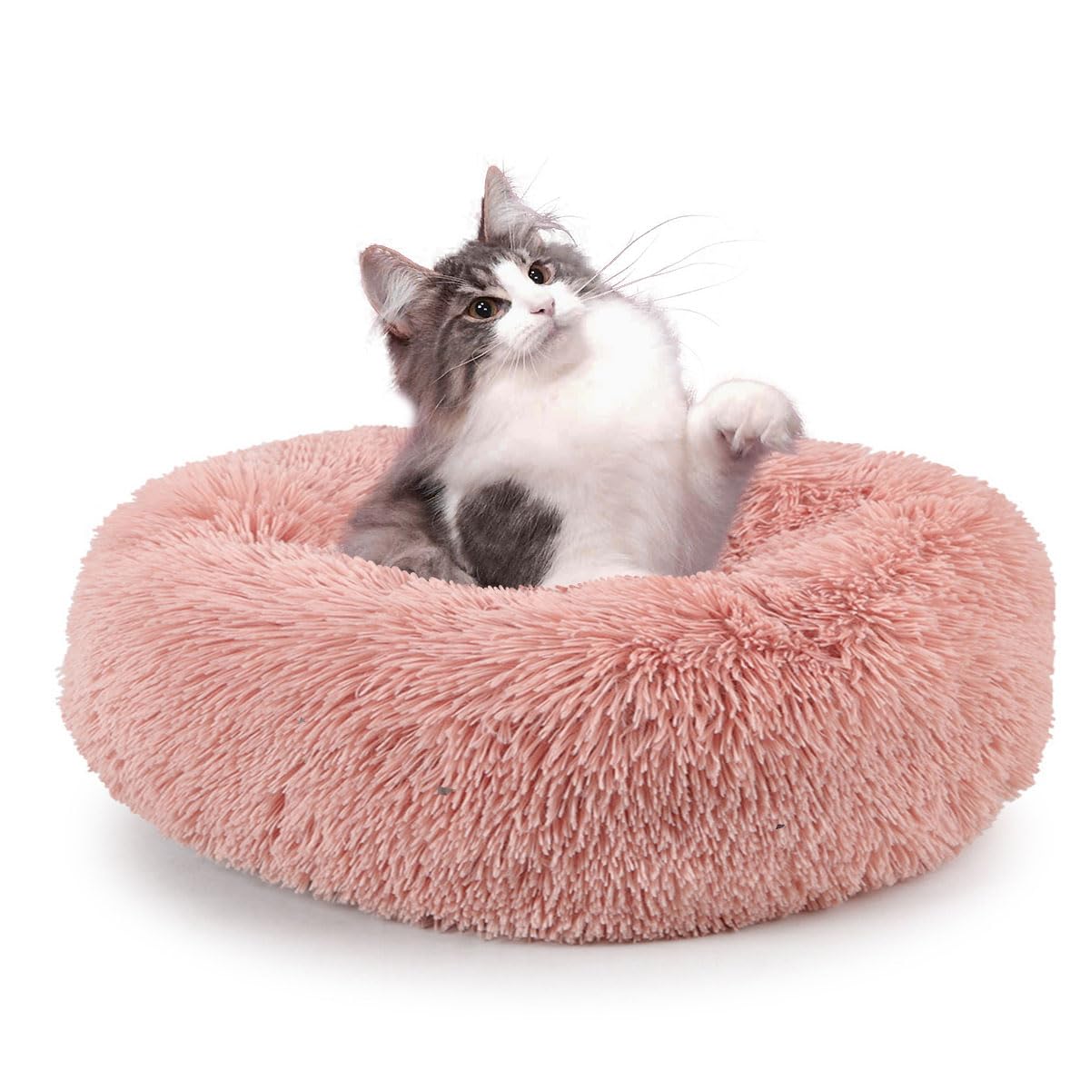 LATRAT 1 Piece Soft Pet Bed Round Washable Dog Basket for Dog or Cat for Cats and Small Dogs (S, Pink)