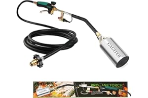 GAGITER Propane Torch Weed Burner Kit,Weed Torch 1,200,000 BTU Blow Torch with 10 FT Hose Heavy Duty Flamethrower with Turbo Trigger for Flame Weeding,Roofing, Melting Ice Snow (green)